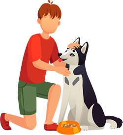 Illustration of boy and dog
