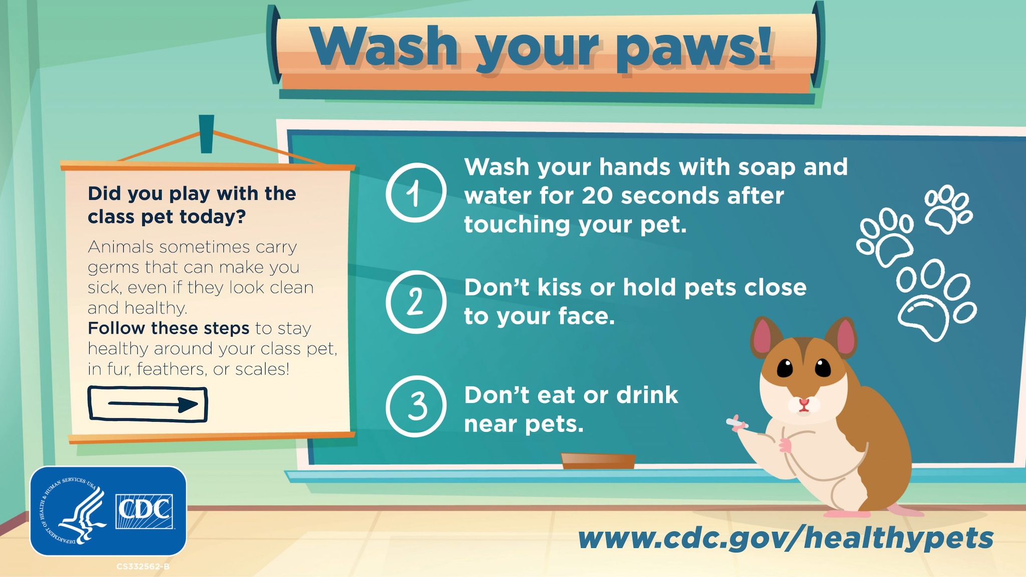 Facebook and Twitter graphic showing to wash your hands after handling pets