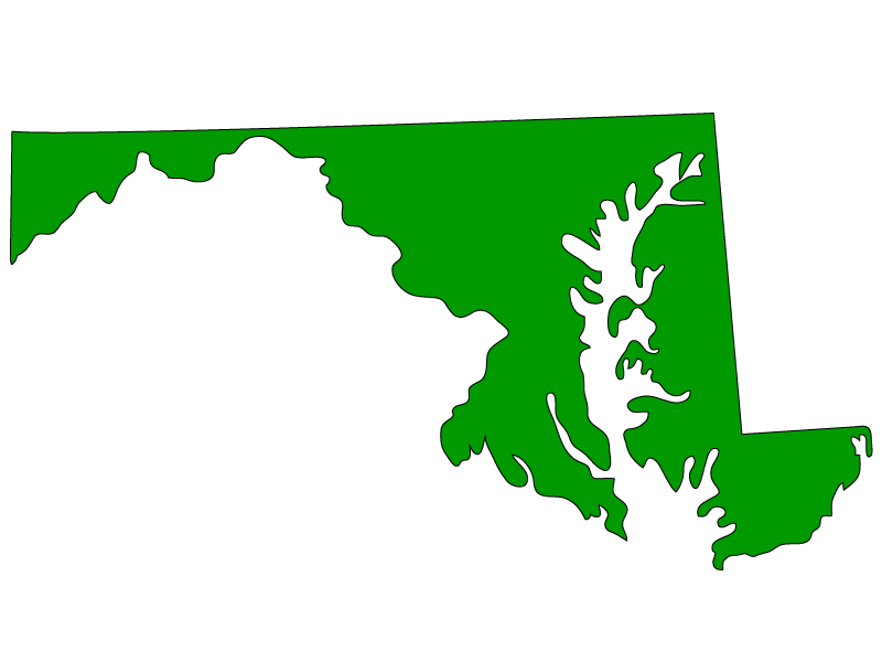 Stylized green sketch map of Maryland stock illustration