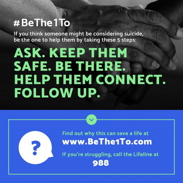 Screenshot of the #BeThe1To social media message