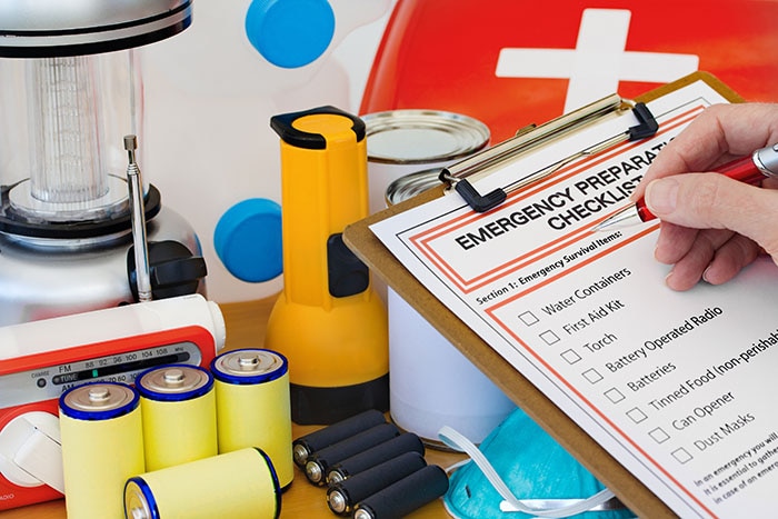 Completing and emergency preparation list and kit