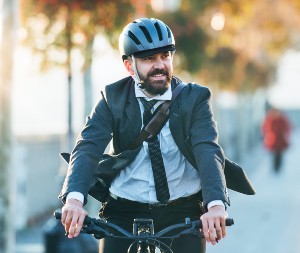 Man riding bike to work