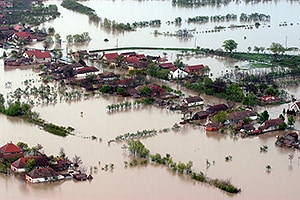 Flooded homes aerial view - Precipitation