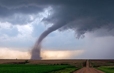 tornado forming in a cloudy sky 