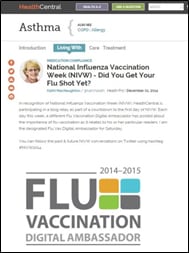 Flu Vaccination Digital Ambassadors Set the Stage for NIVW with Week-Long Blog Relay