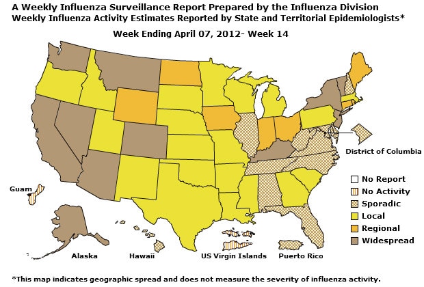 US Map of Flu Outbreaks and Activity