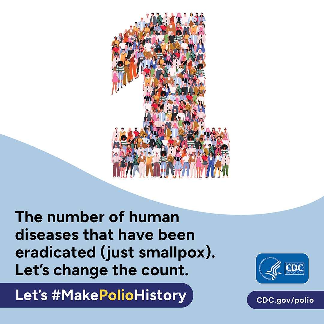 #MakePolioHistory. The number of human diseases that have been eradicated: 1 (just smallpox.) Let's change the count. cdc.gov/polio