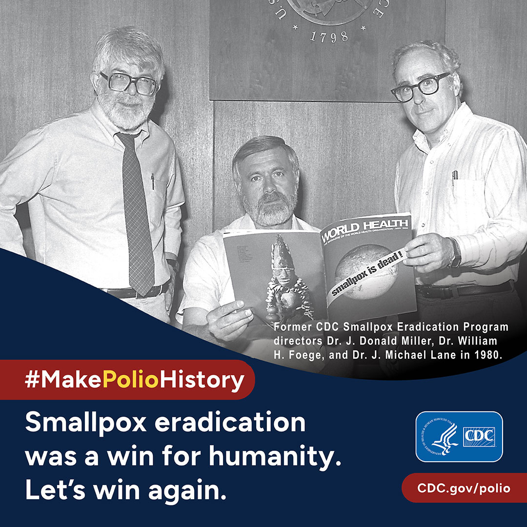 #MakePolioHistory. Smallpox eradication was a win for humanity. Let's win again. cdc.gov/polio