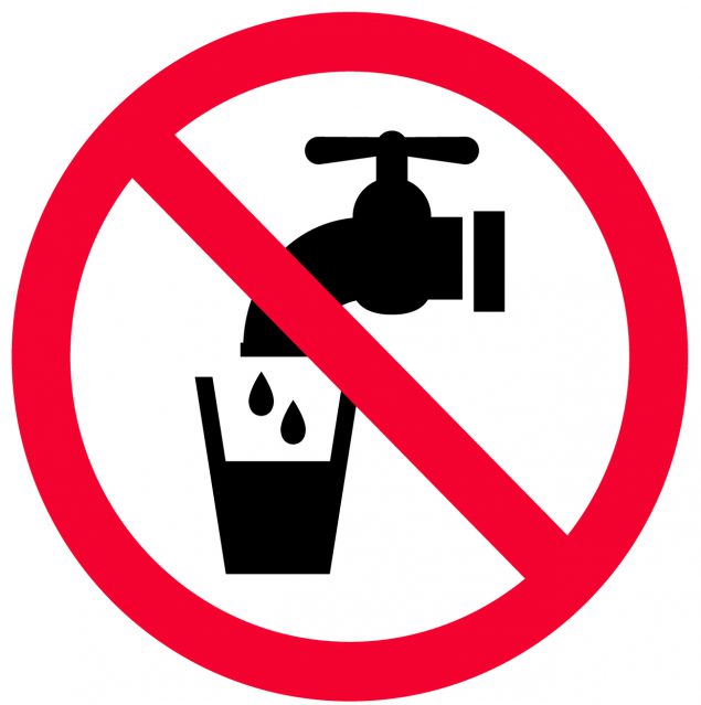 Not drinkable water sign. Red prohibition non potable water
