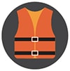 Icon graphic of a kids life jacket