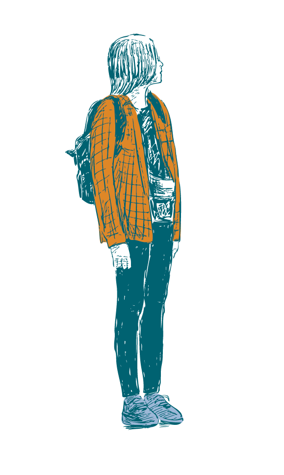 A male student walking illustration
