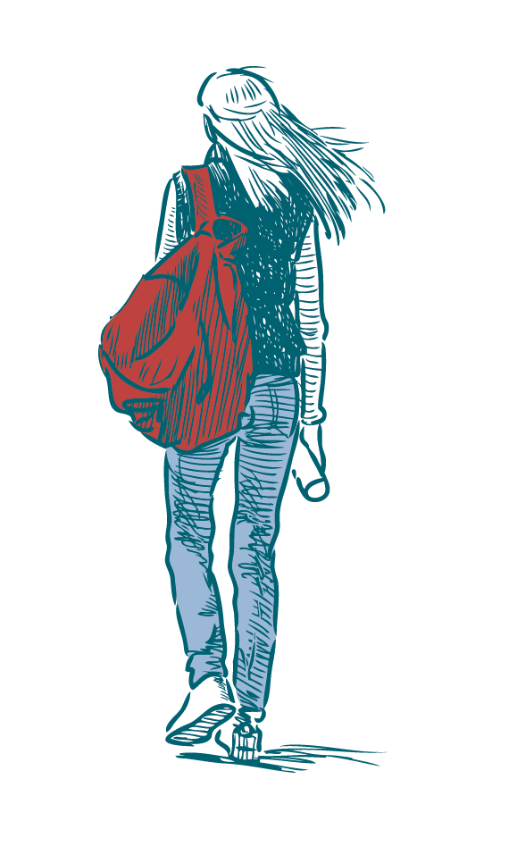 A female student with backpack illustration