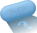 icon of a prep pill and a question mark