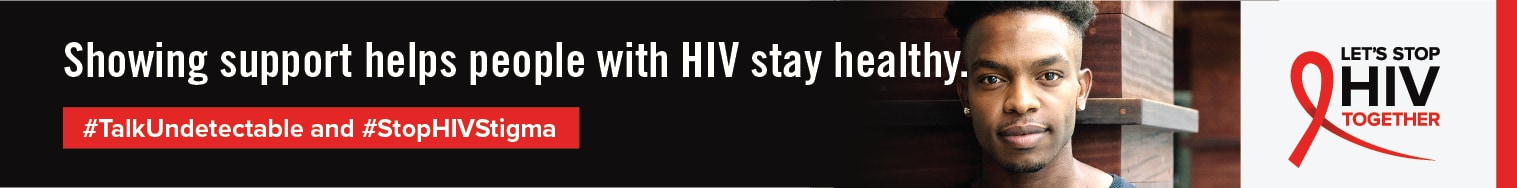 banner graphic: Showing Support Helps People with HIV Stay Healthy