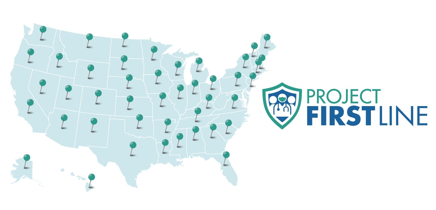 Project Firstline Partners, US Map with a pin in each of the States