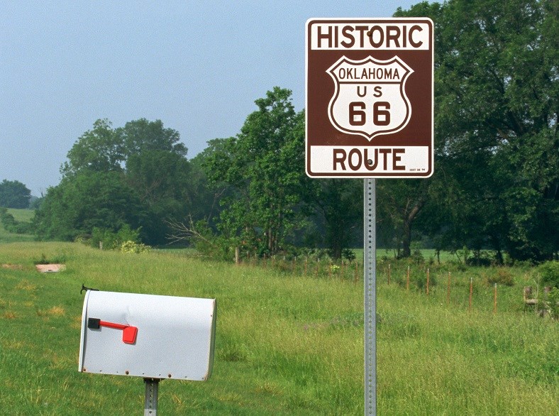 Historic Route 66 street sign.