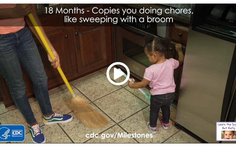 Copies you doing chores, like sweeping with a broom