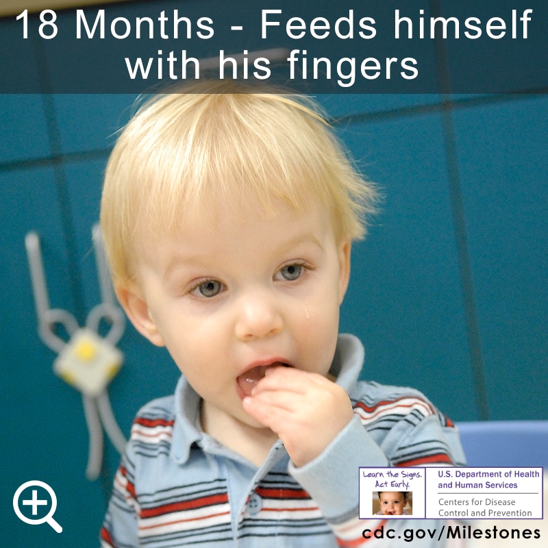 Feeds himself with his fingers