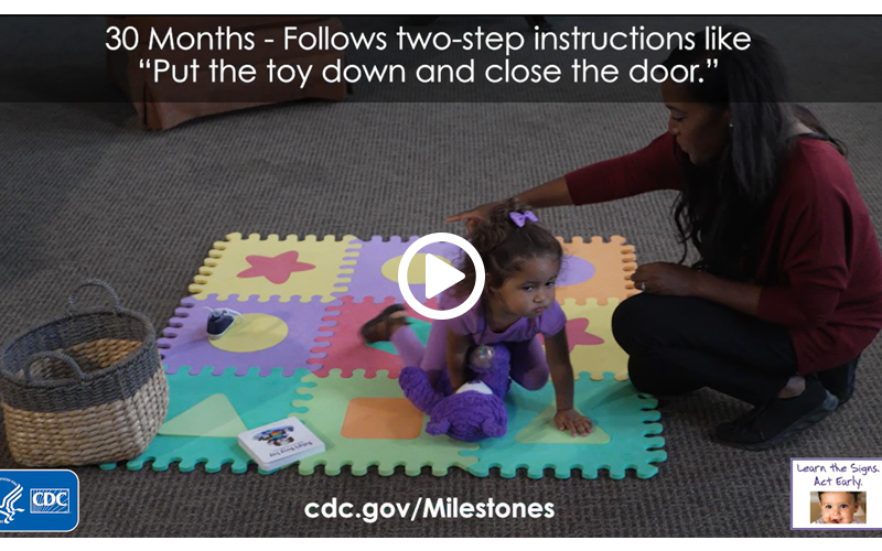 Follows two-step instructions like Put the toy down and close the door.