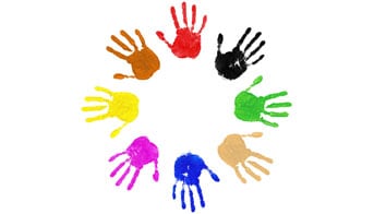 Painted hands in the shape of a circle