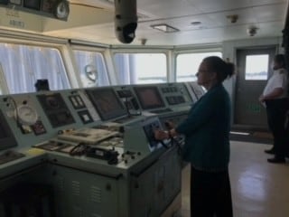 Georgina on a cargo ship