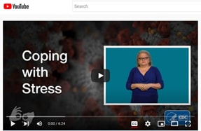 Screenshot of the New American Sign Language Video Available: Coping with Stress video