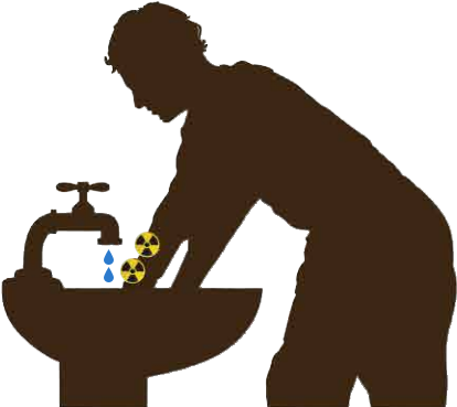 vector graphic of a person washing his hands in the sink