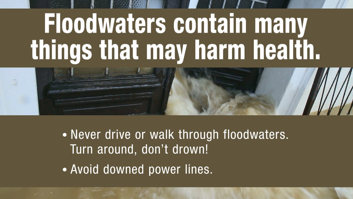 Floodwaters contain many things that may harm health.