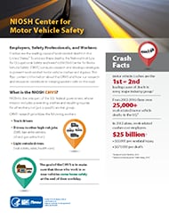 First page of the NIOSH Center for Motor Vehicle Flyer - document number 2018-177