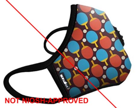 Example of misrepresentation of the NIOSH-approval.  Vogmask® is not a NIOSH approval holder.