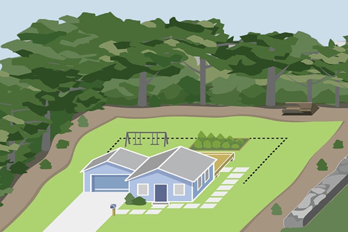 Clipart image of a house and yard