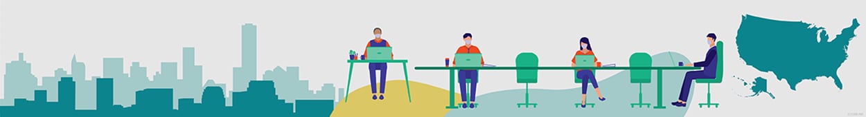 Illustration of workers sitting around a table