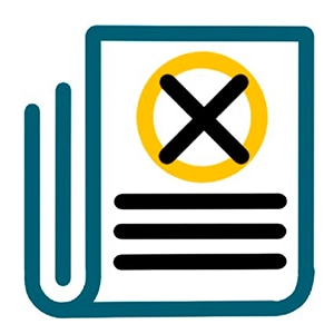 illustration of document with cross mark