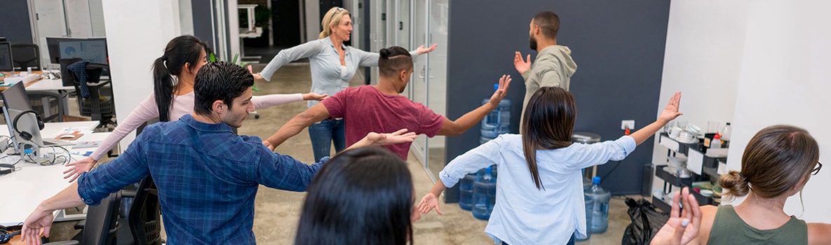 Employees exercising in the workplace