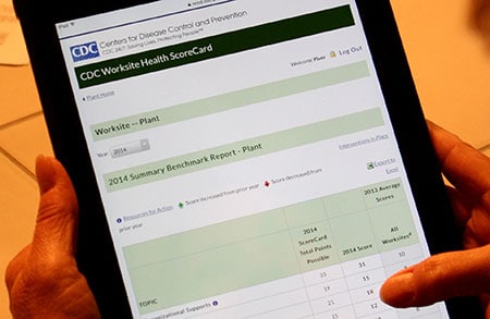 Worksite Health Scorecard on a tablet