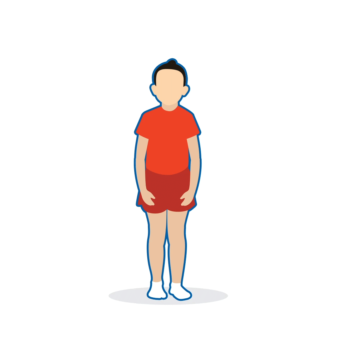 Animation of a child raising both arms above their heads