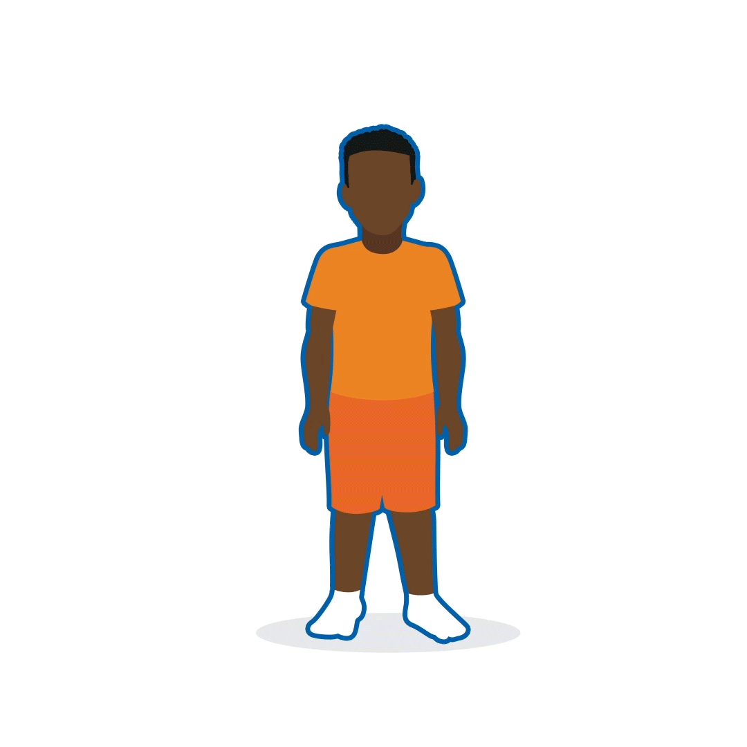 Animation of a child raising their shoulders