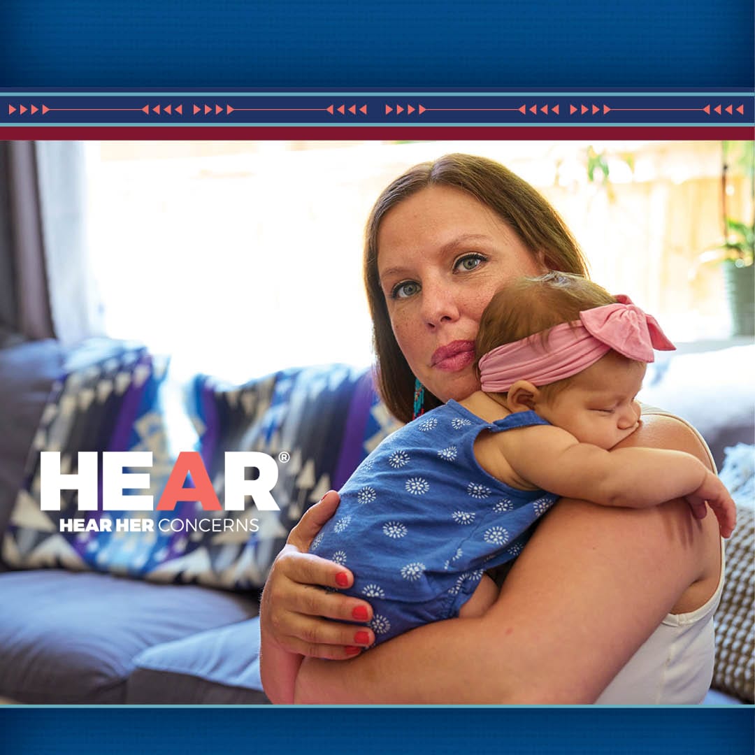 Hear Her Concerns woman holding baby