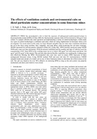 Image of publication The Effects of Ventilation Controls and Environmental Cabs on Diesel Particulate Matter Concentrations in Some Limestone Mines