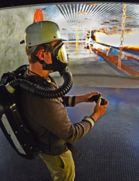 NIOSH researcher in virtual reality laboratory