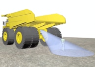 Figure 5. Illustration of the sensing zone of a PWS installed on the back of a haul truck.