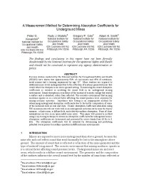 Image of publication A Measurement Method for Determining Absorption Coefficients for Underground Mines