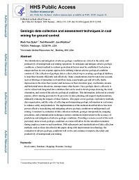 First page of Geologic Data Collection and Assessment Techniques in Coal Mining for Ground Control