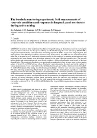 Image of publication The Borehole Monitoring Experiment: Field Measurements of Reservoir Conditions and Responses in Longwall Panel Overburden During Active Mining