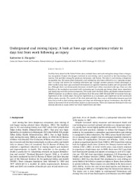 Image of publication Underground Coal Mining Injury: A Look at How Age and Experience Relate to Days Lost from Work Following an Injury