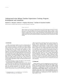 Image of publication Underground Mine Refuge Chamber Expectations Training: Program Development and Evaluation