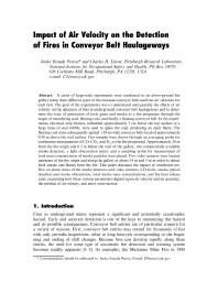 Image of publication Impact of Air Velocity on the Detection of Fires in Conveyor Belt Haulageways