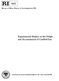 Image of publication Experimental Studies on the Origin and Accumulation of Coalbed Gas