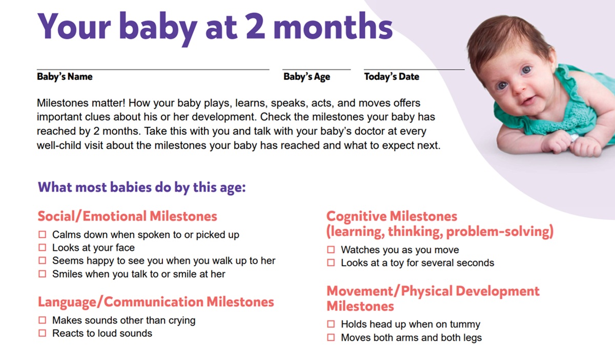 Your baby at 2 months milestone checklist