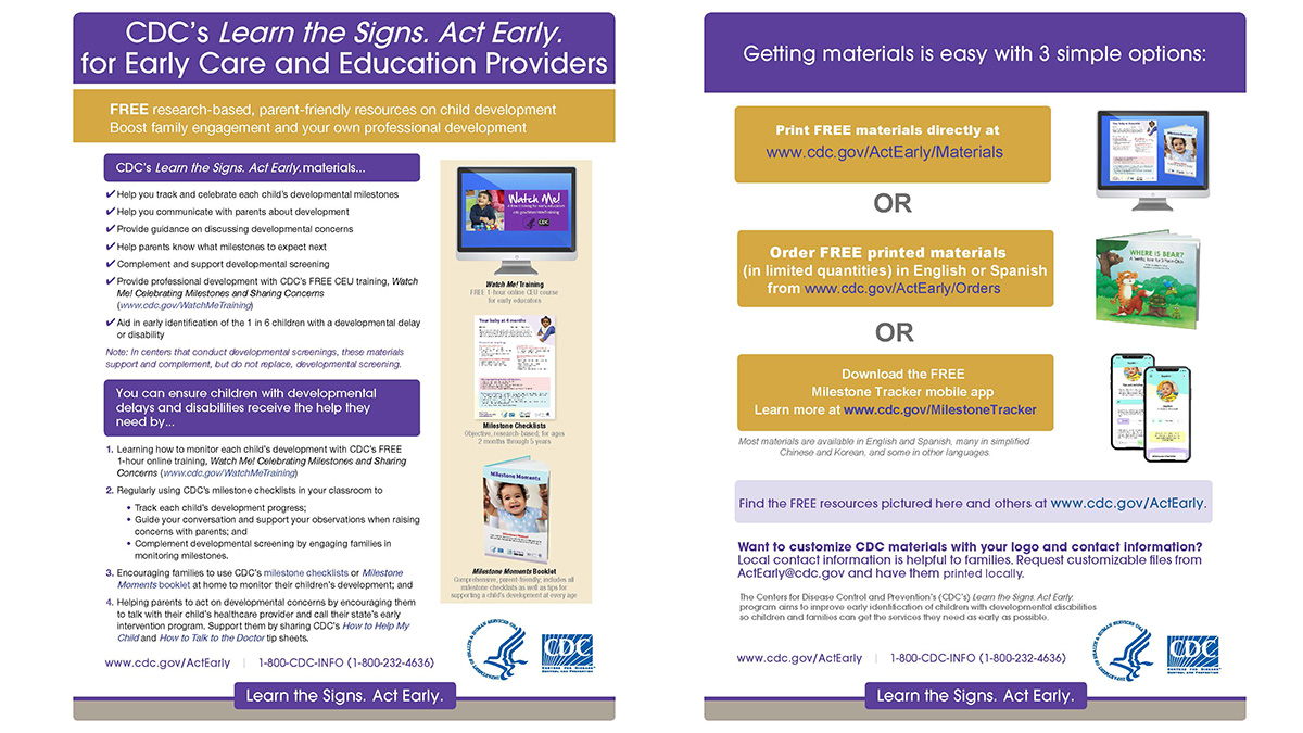 Early Head Start and Head Start Programs materials flyer